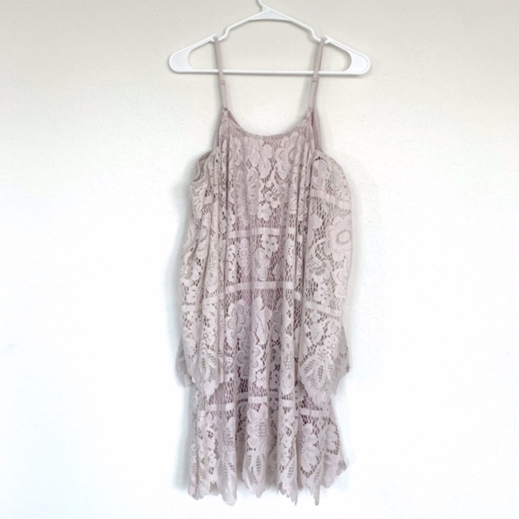 Xhilaration Blush Floral Lace Cold Shoulder Dress - Picture 6 of 8